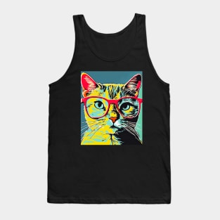 Cat With Glasses Tank Top